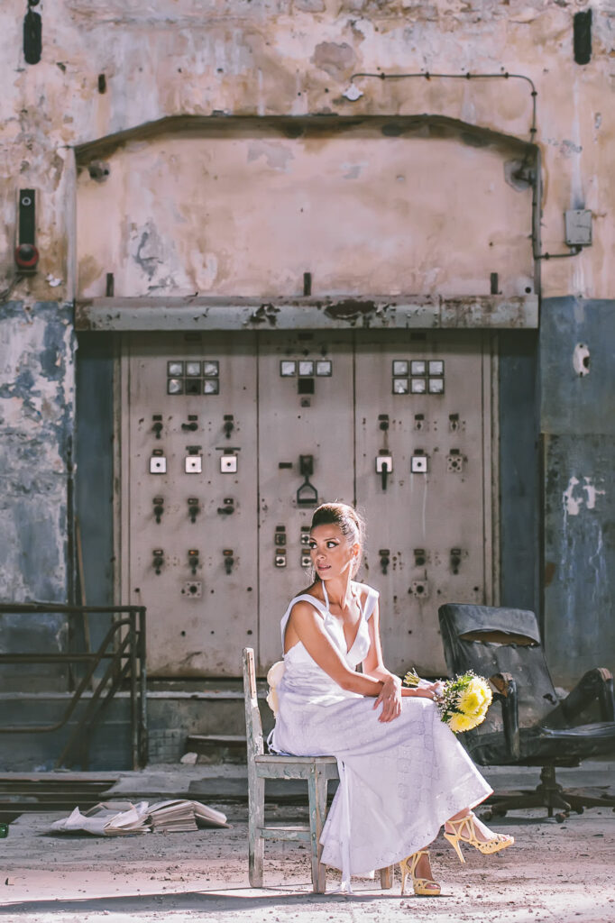 Bride in yellow shoes